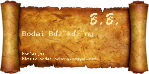 Bodai Bökény névjegykártya